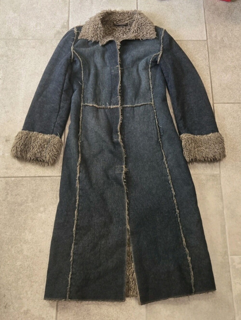 Next Denim Afghan Coat UK Sz 12 Penny Lane